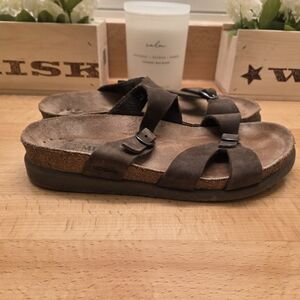 Mephisto Hannel Leather Sandal Brown Womens Size 39